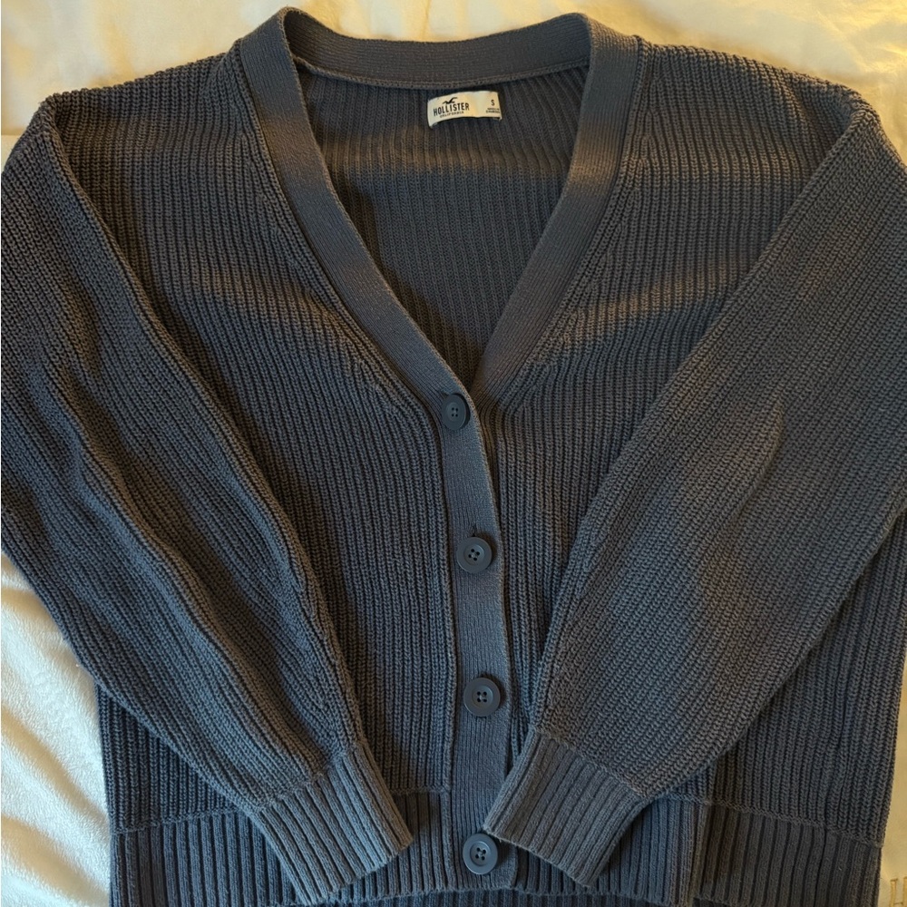 Hollister Blue/Gray Button-Up Sweater